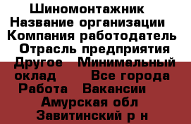 Шиномонтажник › Название организации ­ Компания-работодатель › Отрасль предприятия ­ Другое › Минимальный оклад ­ 1 - Все города Работа » Вакансии   . Амурская обл.,Завитинский р-н